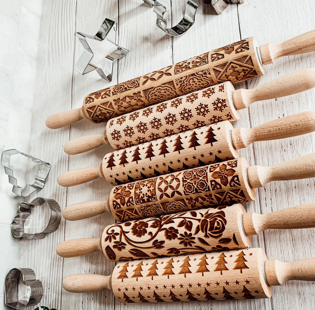 Easter & Spring Embossed Rolling Pin – Bunny, Floral, Boho & Egg Designs
