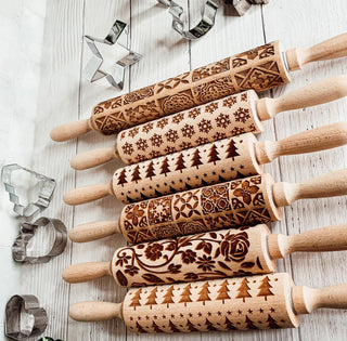 Easter & Spring Embossed Rolling Pin – Bunny, Floral, Boho & Egg Designs