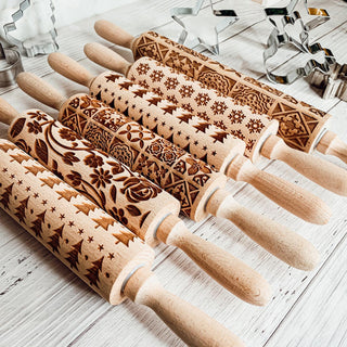 Easter & Spring Embossed Rolling Pin – Bunny, Floral, Boho & Egg Designs