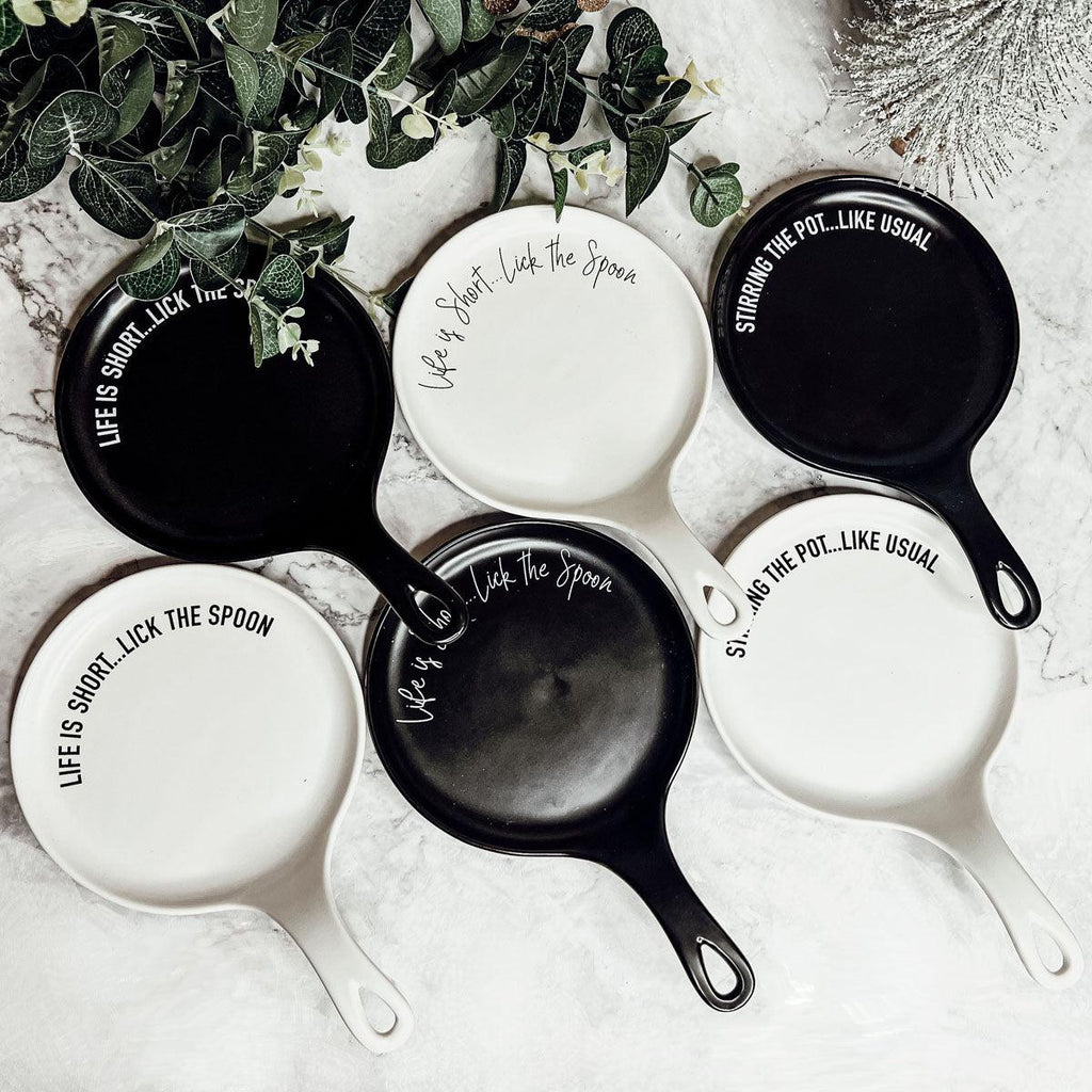 Give it a Rest Funny Spoon Rest & Wooden Spoon Set – Porcelain Kitchen Spoon Holder Gift