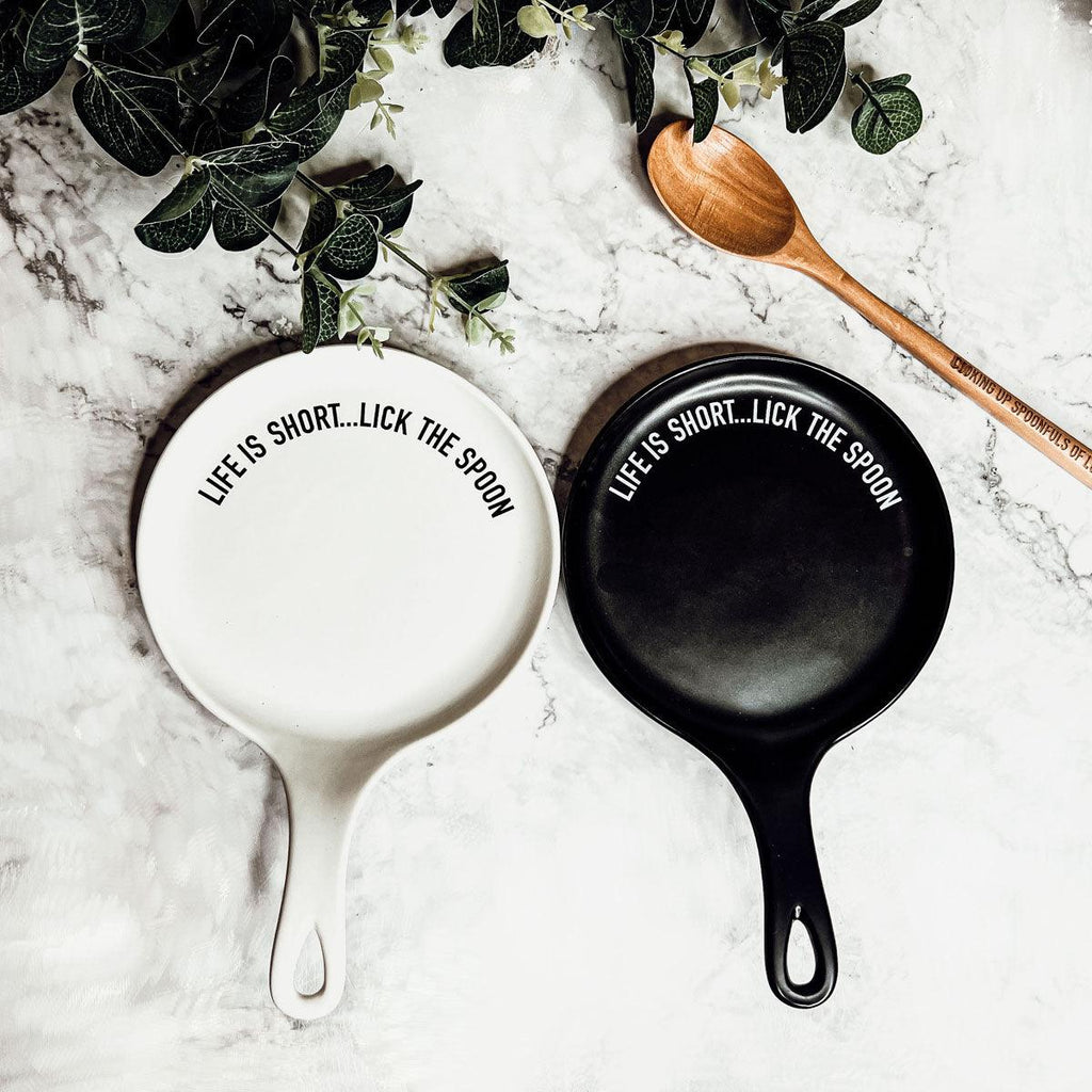 Give it a Rest Funny Spoon Rest & Wooden Spoon Set – Porcelain Kitchen Spoon Holder Gift