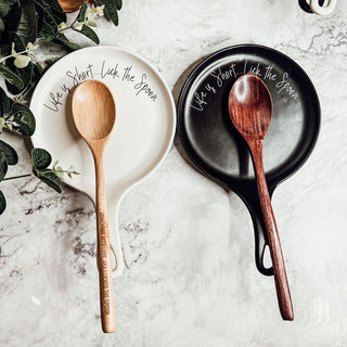 Give it a Rest Funny Spoon Rest & Wooden Spoon Set – Porcelain Kitchen Spoon Holder Gift