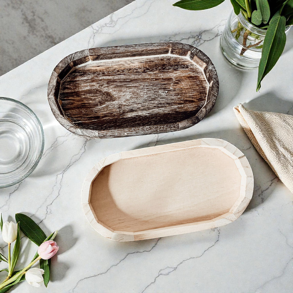 Rustic Wooden Trinket Tray – Handmade Paulownia Wood Organizer