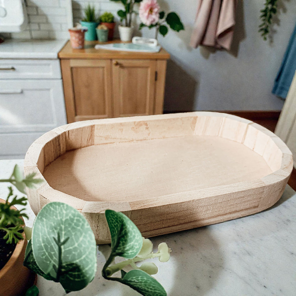 Rustic Wooden Trinket Tray – Handmade Paulownia Wood Organizer