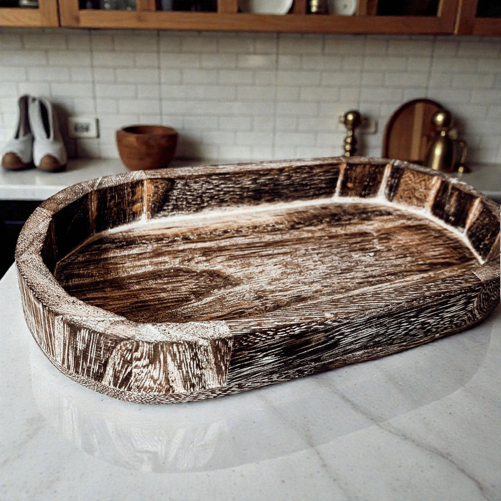 Rustic Wooden Trinket Tray – Handmade Paulownia Wood Organizer