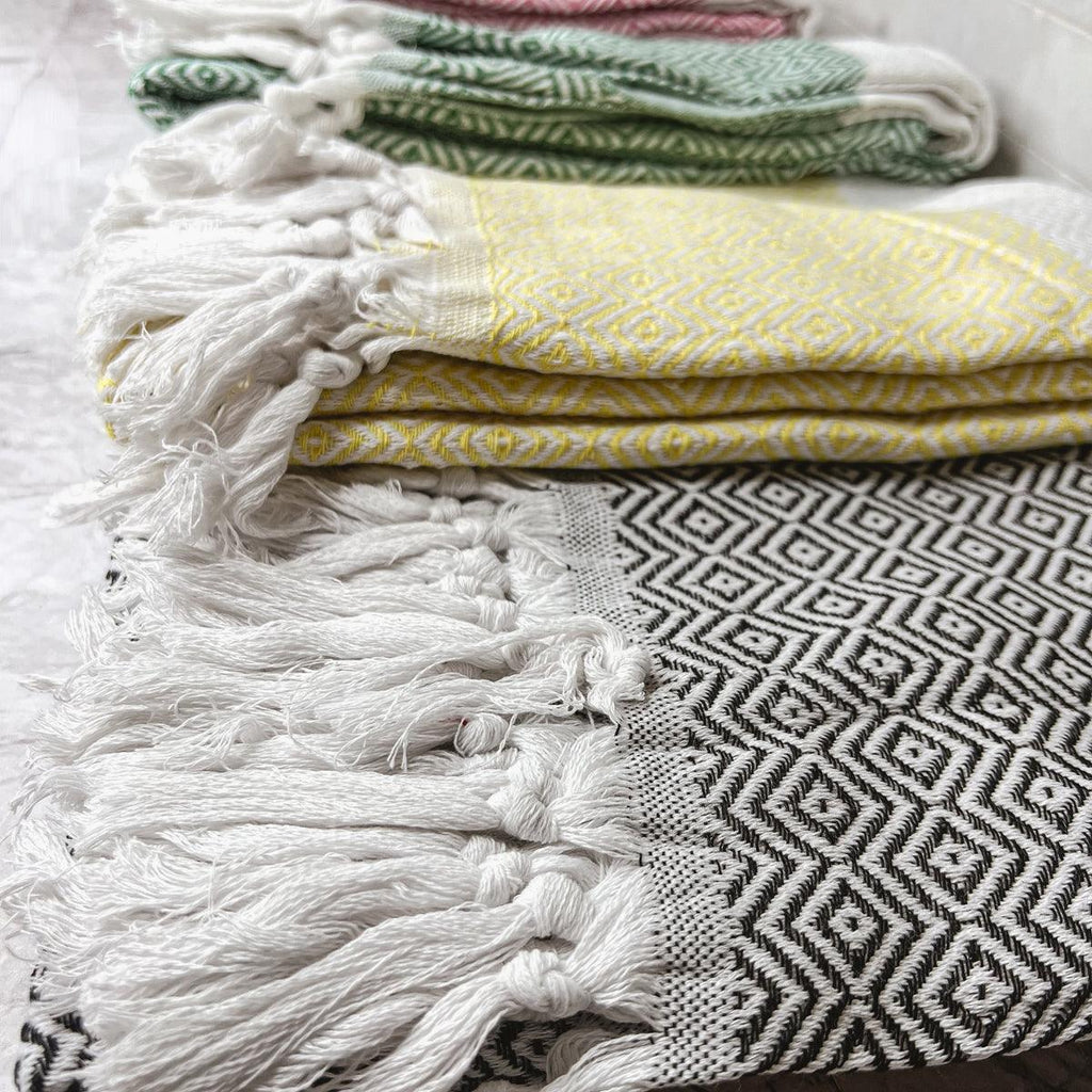 Haley Diamond Turkish Cotton Towel – Jacquard Diamond or Stripe Design (200 GSM)