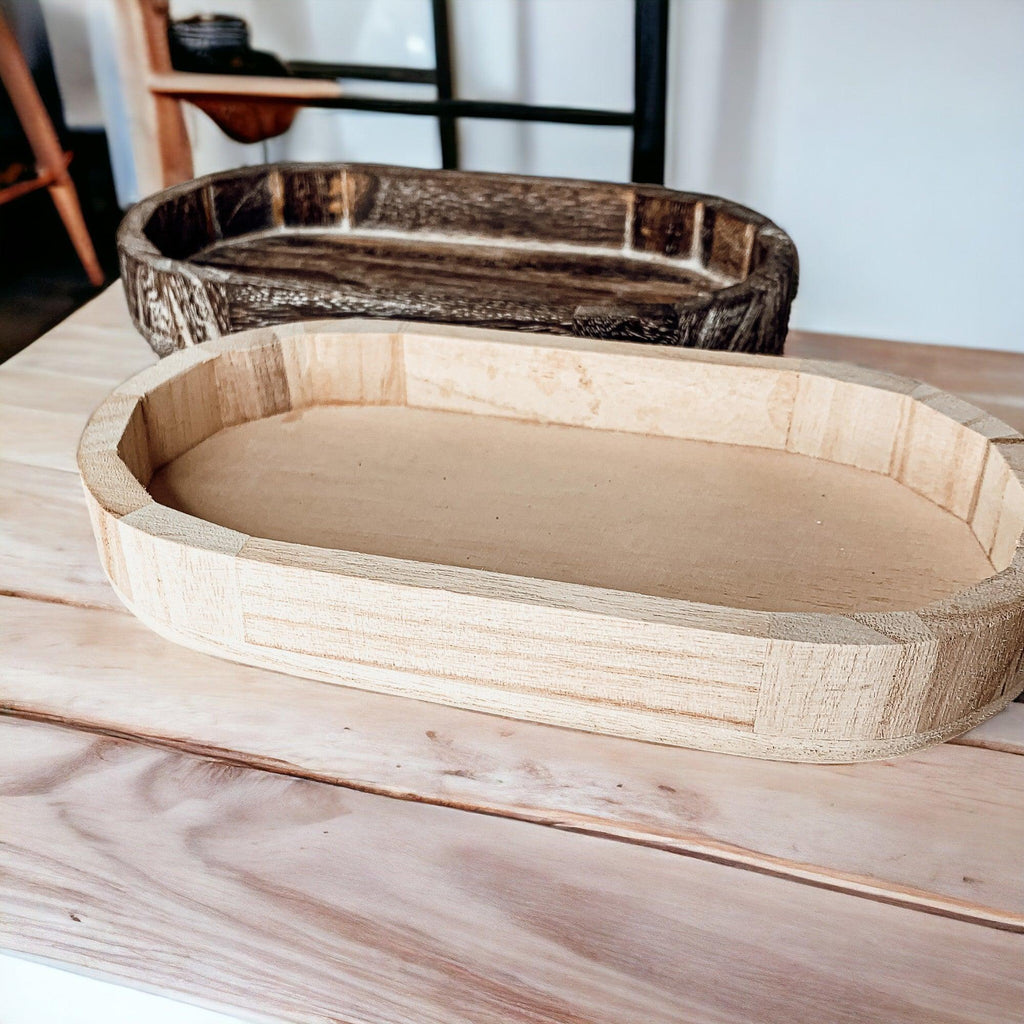 Rustic Wooden Trinket Tray – Handmade Paulownia Wood Organizer