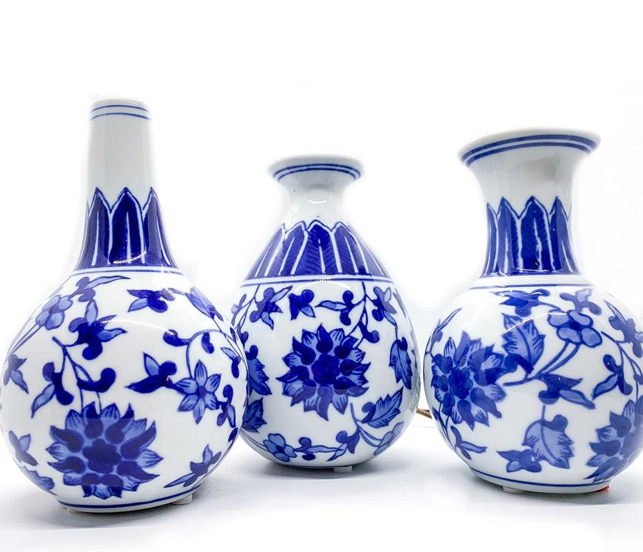 Mediterranean Canton Chinoiserie Porcelain Vases – Hand-Painted