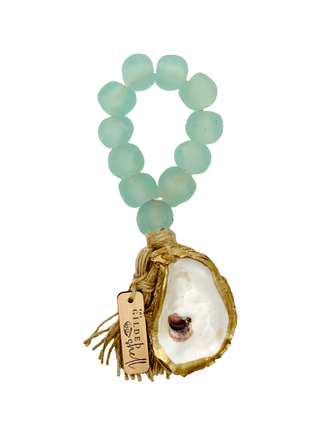 Tide Pool Sea Glass Bead Accent with 18K Gold Gilded Oyster