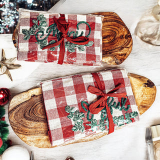 Holiday Charcuterie Board & Tartan Kitchen Towel Set – Merry or Joyful