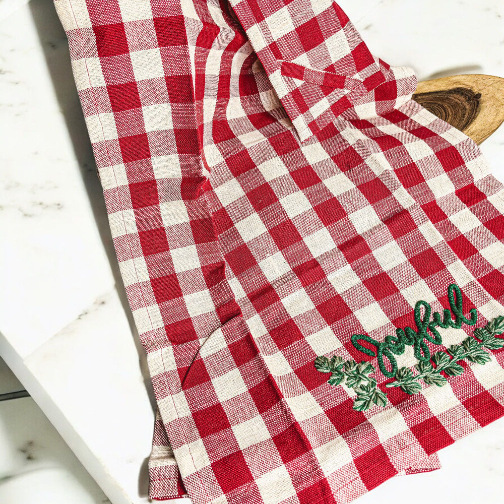 Holiday Charcuterie Board & Tartan Kitchen Towel Set – Merry or Joyful