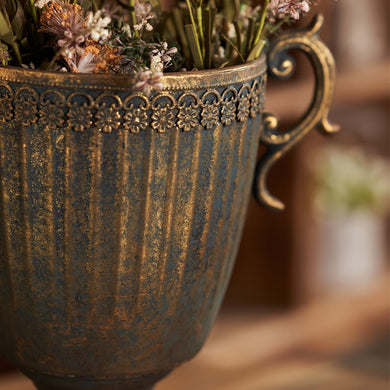 Antique Iron Trophy Vase with Ring Handles