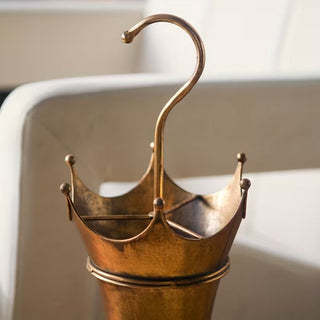 Antique Brass Crown Metal Umbrella and Cane Stand