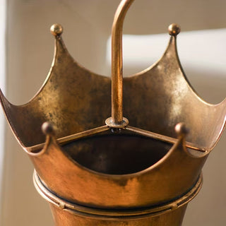 Antique Brass Crown Metal Umbrella and Cane Stand