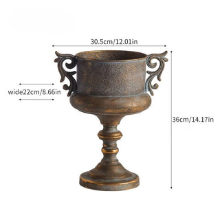 Distressed Gold Vintage Pedestal Urn Planter