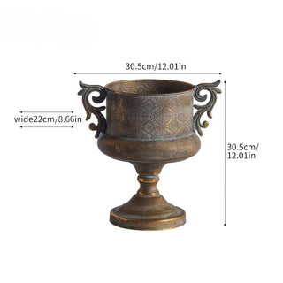 Distressed Gold Vintage Pedestal Urn Planter