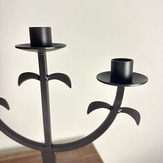 Vintage Three-Arm Metal Candelabra in Dark Bronze