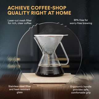 Glass Pour-Over Coffee Maker with Reusable Filter – 17 oz