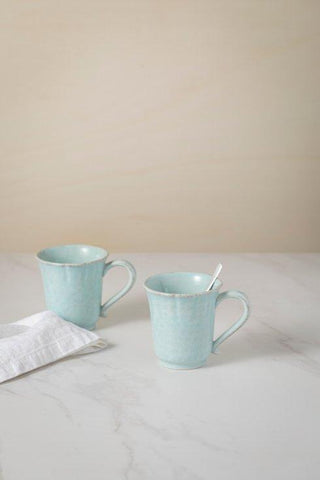 COSTA NOVA – Casafina Impressions Mug 12 oz., White / Robin’s Egg Blue – Ceramic Coffee Mug