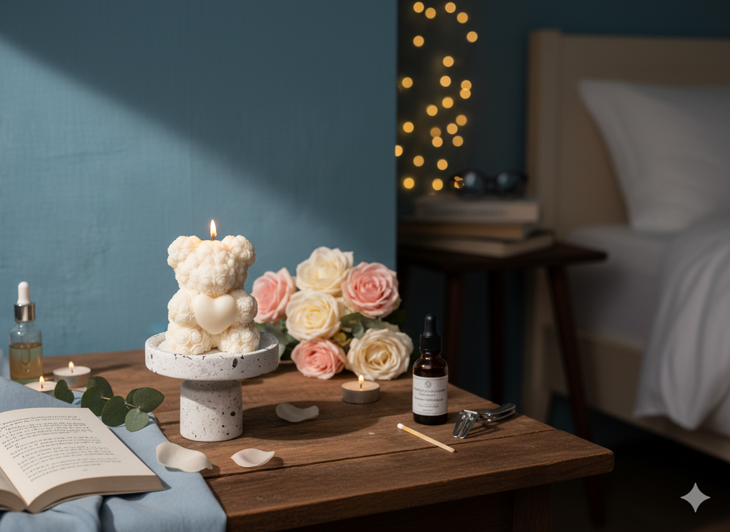 Handmade Rose Bear Candle - Unique Decorative Gift for Home Decor