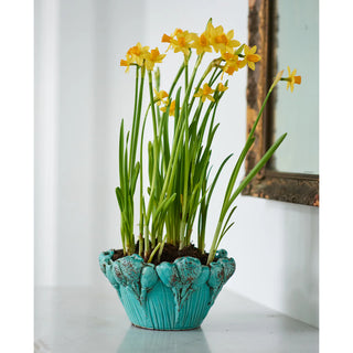 Les Fleur Sea-foam Bowl with Flower Design | Elegant Centerpiece