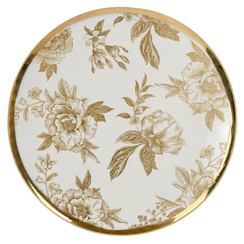 Gold Delft Ceramic Trinket Box with Lid