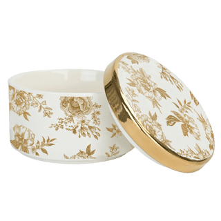 Gold Delft Ceramic Trinket Box with Lid