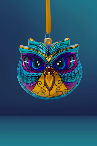 Jewel Owl Polish Glass Ornament