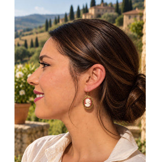 Carnelian Cameo Wire Earrings