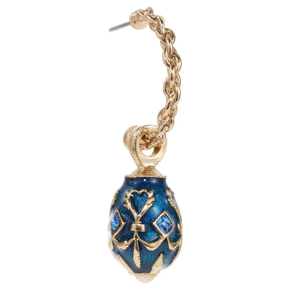 Blue Enamel Egg Hoop Earrings
