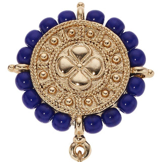 Gold Medallion with Lapis Clip Earrings