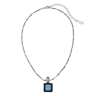 Blue Venetian Glass Intaglio Pendant Necklace