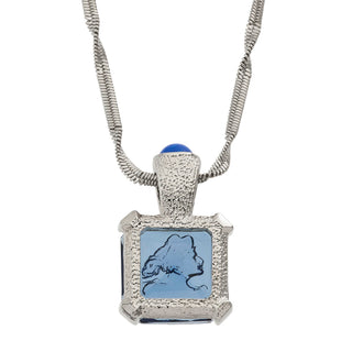Blue Venetian Glass Intaglio Pendant Necklace