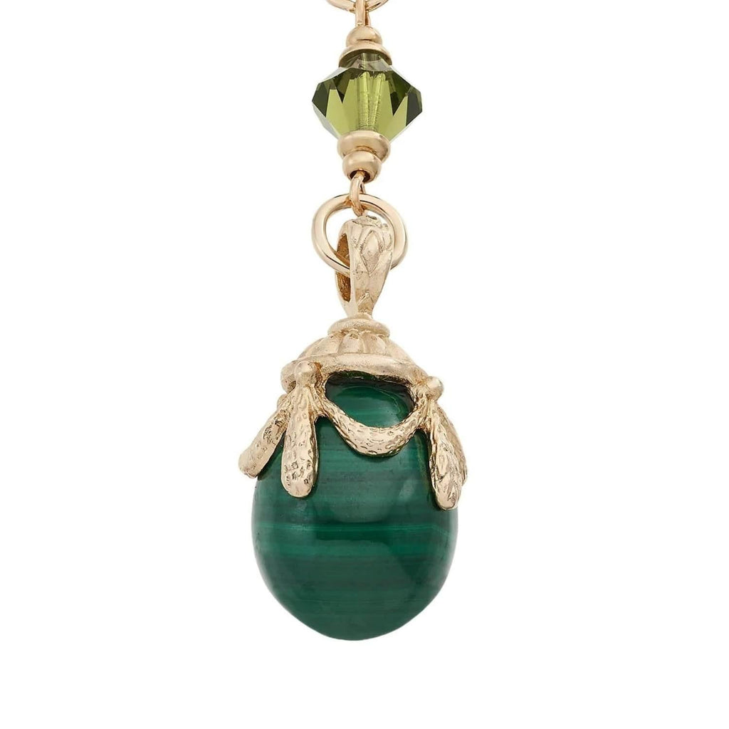 Malachite Egg Pendant Necklace
