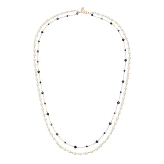 Glass Pearl & Hematite Double Strand Necklace