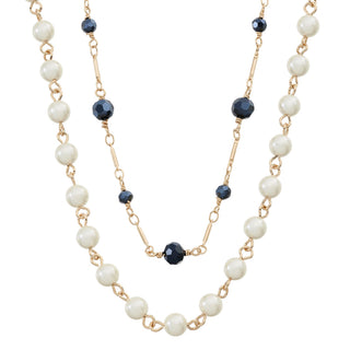 Glass Pearl & Hematite Double Strand Necklace