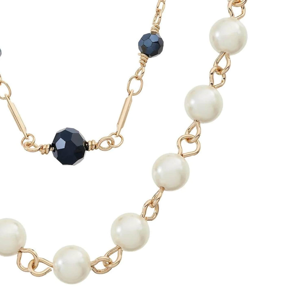 Glass Pearl & Hematite Double Strand Necklace