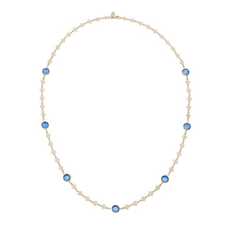 Sapphire Crystal Station Filigree Necklace