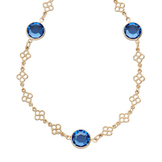 Sapphire Crystal Station Filigree Necklace