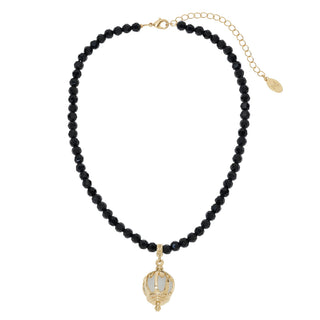 Jet Bead Lantern Necklace