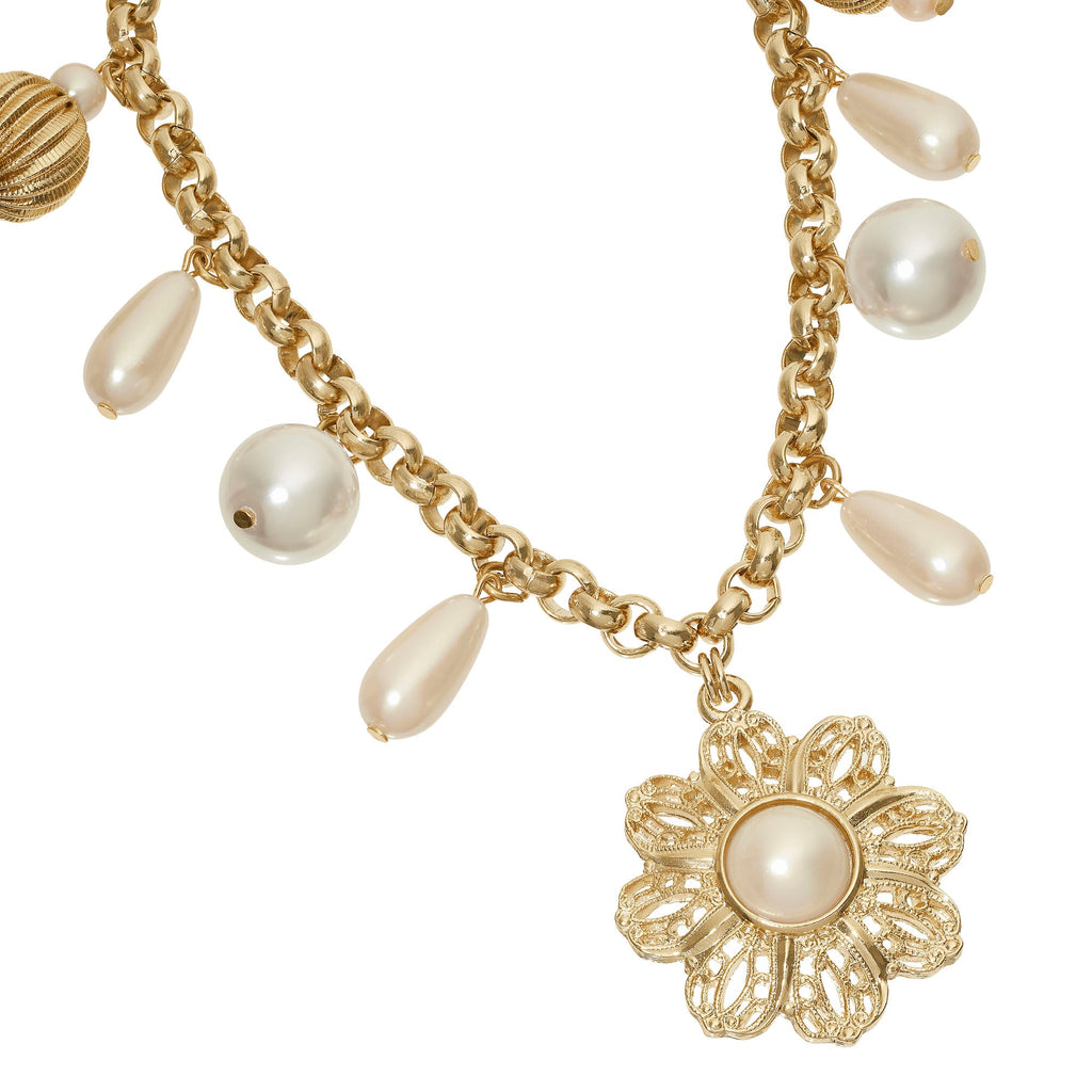 Gold Pearl Drop Necklace