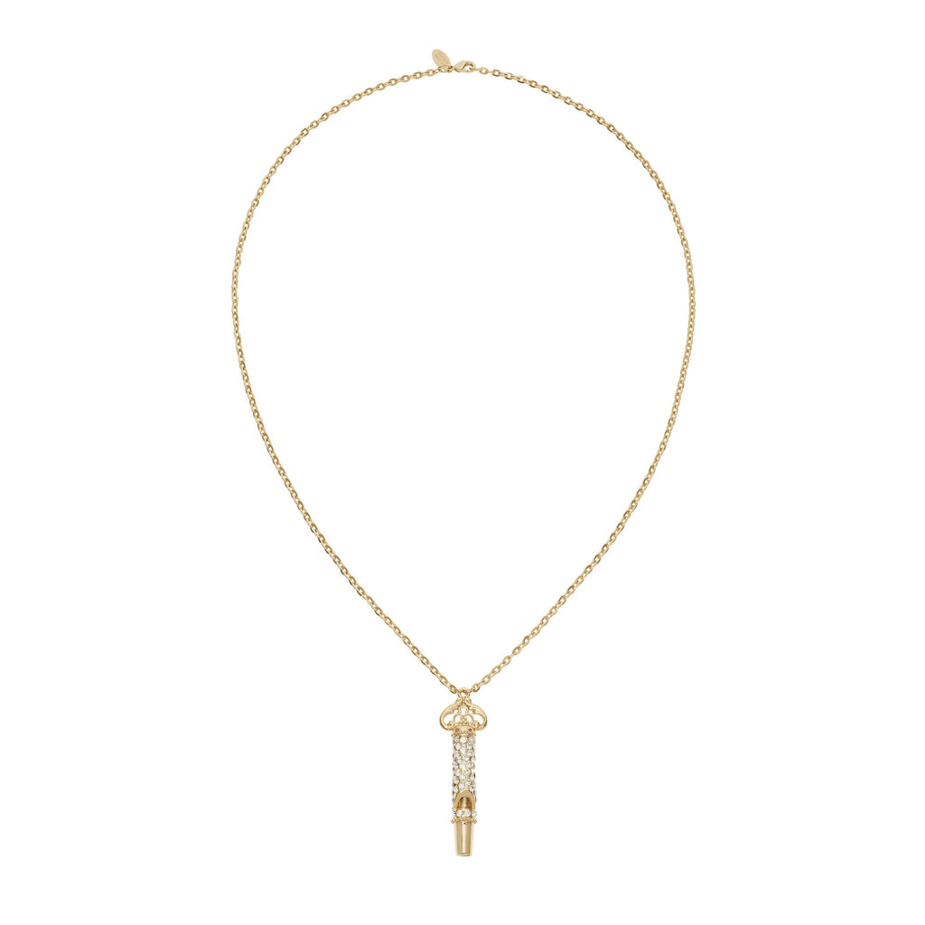 Gold Whistle Necklace with Crystals