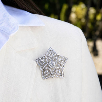 Silver Pavé Crystal Star Brooch