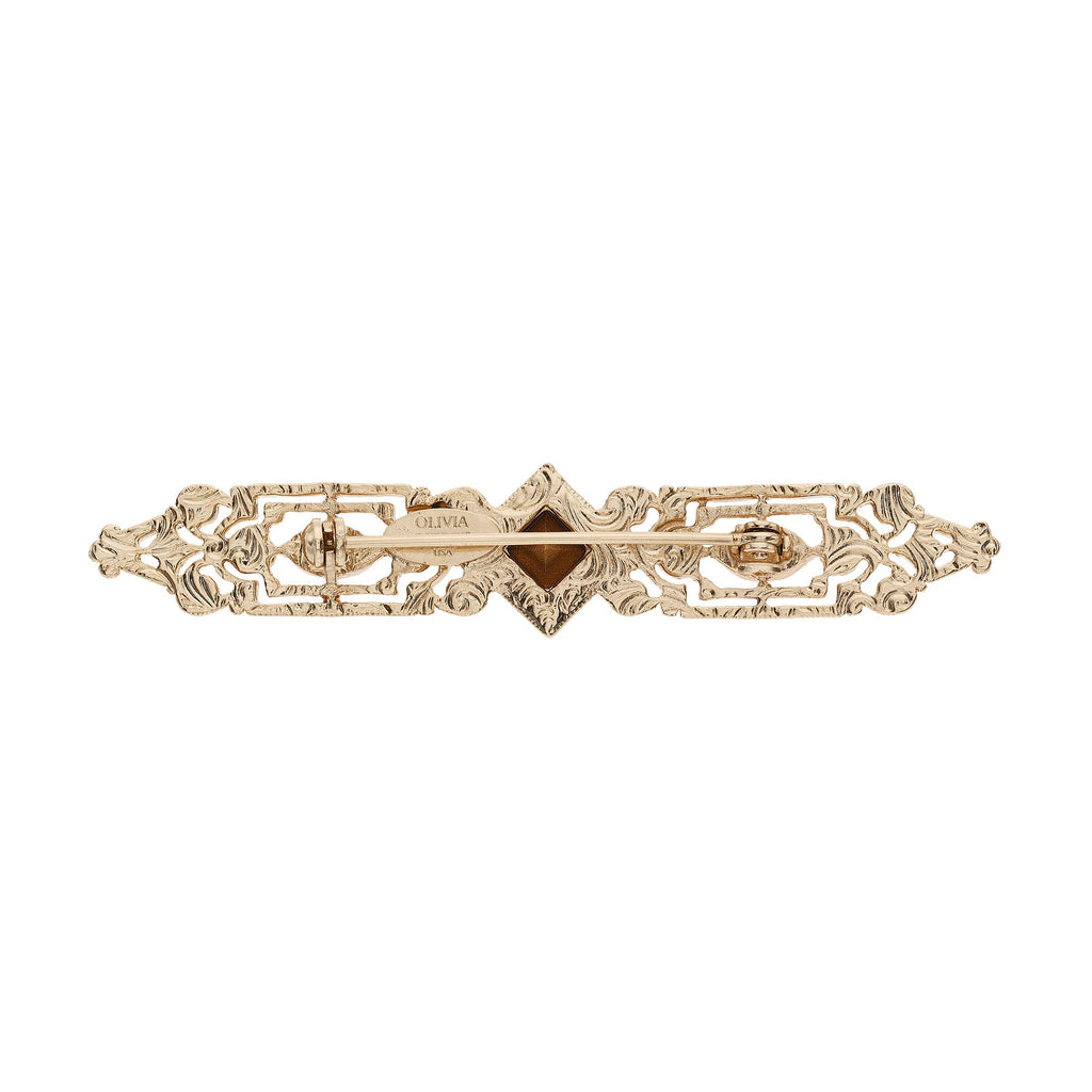 Bar Brooch with Sapphire Crystals