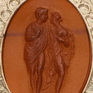 Byzantine Revival Amber Intaglio Brooch with Pearls