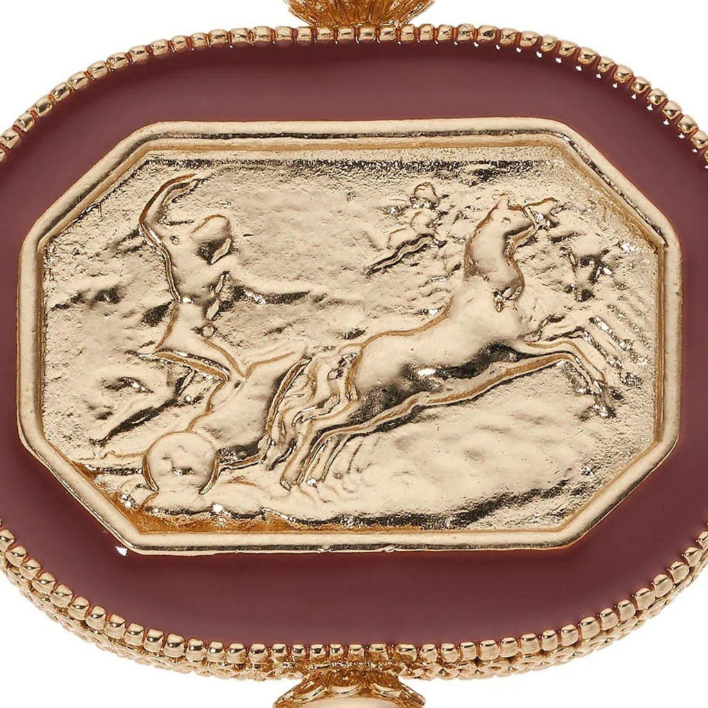 Byzantine Revival Gold Intaglio Brooch with Pearls