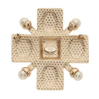 Byzantine Revival Cross Brooch with Intaglios & Pearls