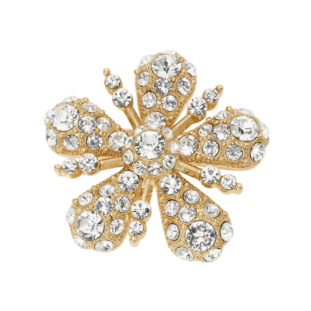 Flower Brooch with Crystals