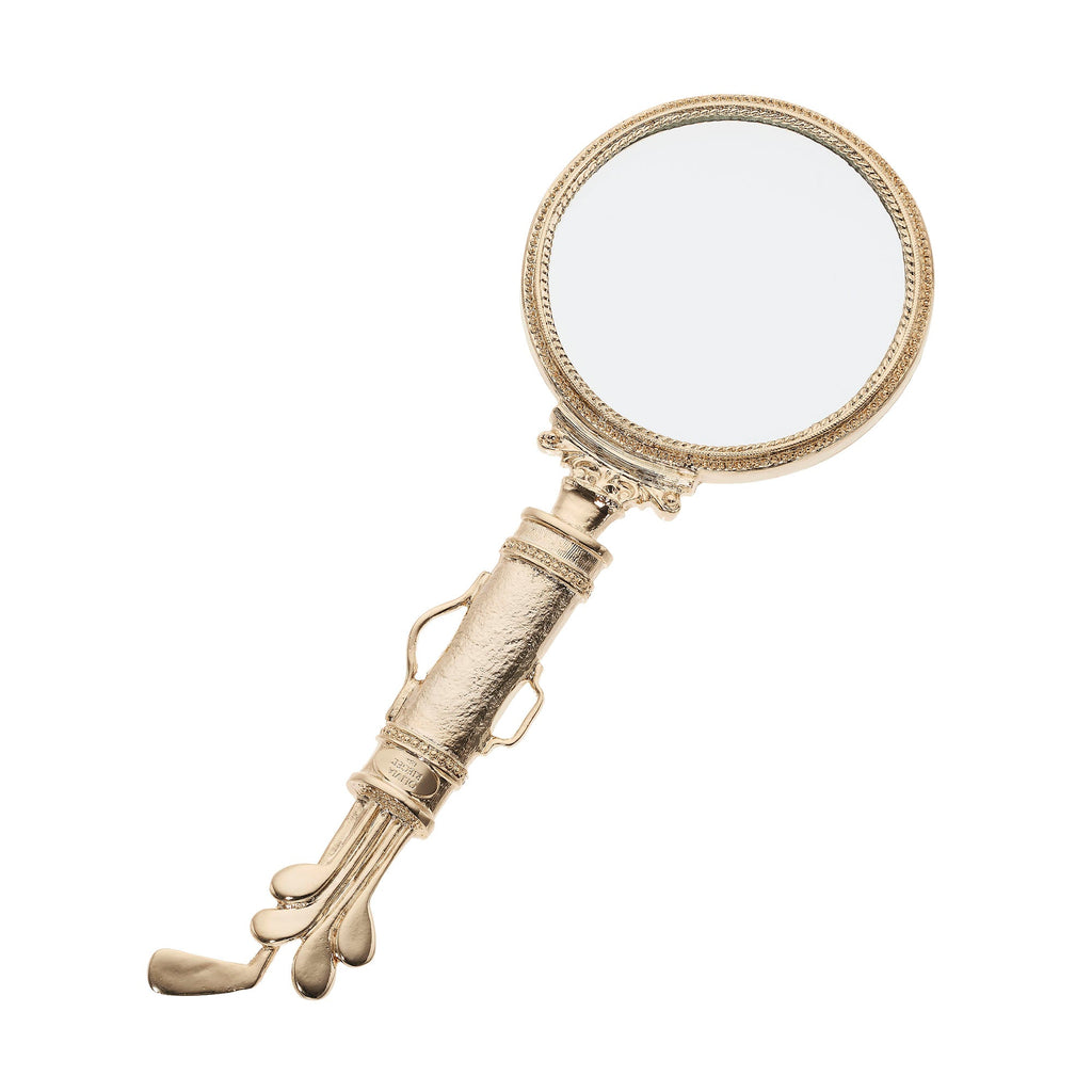 Gold Golf Clubs Magnifying Glass