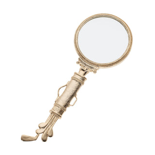 Gold Golf Clubs Magnifying Glass